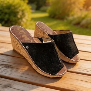 SAM EDELMAN RANGER ADULT WEDGES BLACK SIZE 8 1/2M WOMENS